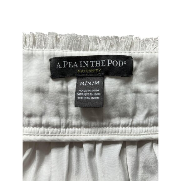 A Pea In The Pod Maternity Shirt Womens Medium Boho Embroidered Peasant Top - Picture 3 of 9